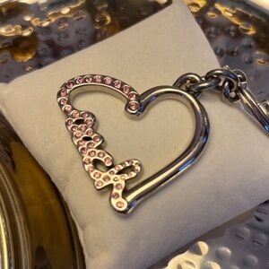 Coach Pink and Silver Heart Key Holder